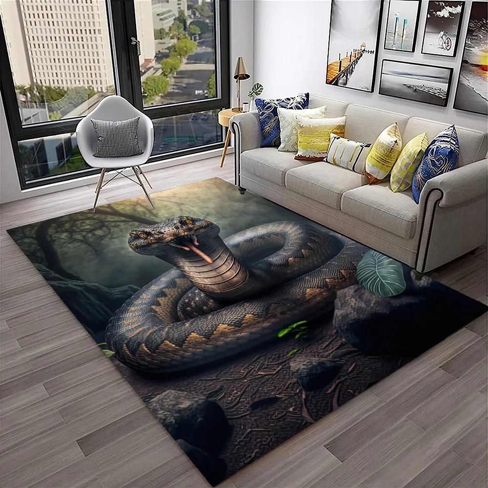 3D Gothic Snake Serpent Python Viper Carpet Rug for Home Living Room Bedroom Sofa Doormat Decor,kids Area Rug Non-slip Floor Mat