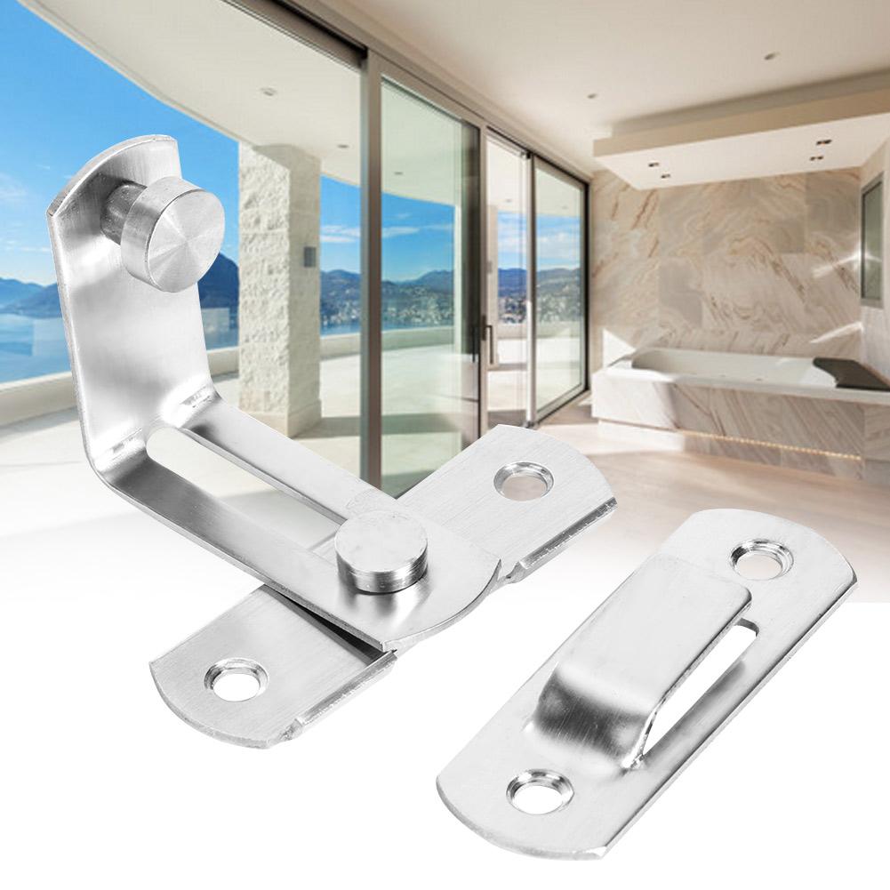 4 Set Stainless Steel 90 Degree Buckle Bolt Right Angle Door Latch for Anti Theft Room