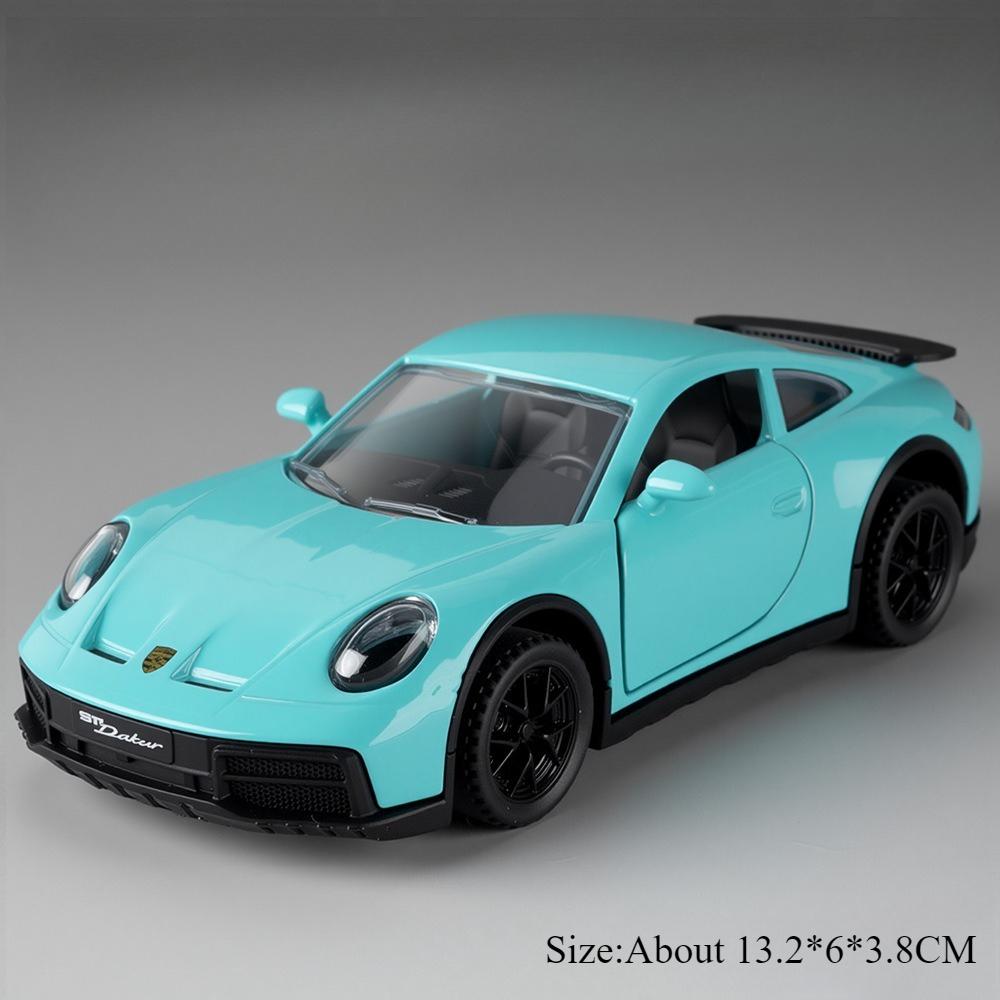1:32 Scale 911 Dakar Gt3 Sports Car Model Toy Alloy Body Doors Opened Supercar Models Sound Light Police Cars Kids Presents