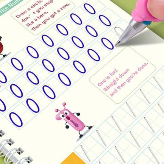 Grooved Copybook Kids Math Drawing Practice Book Handwriting Workbook Kit Number Letter Tracing Copybook for Preschoolers Neat Writing