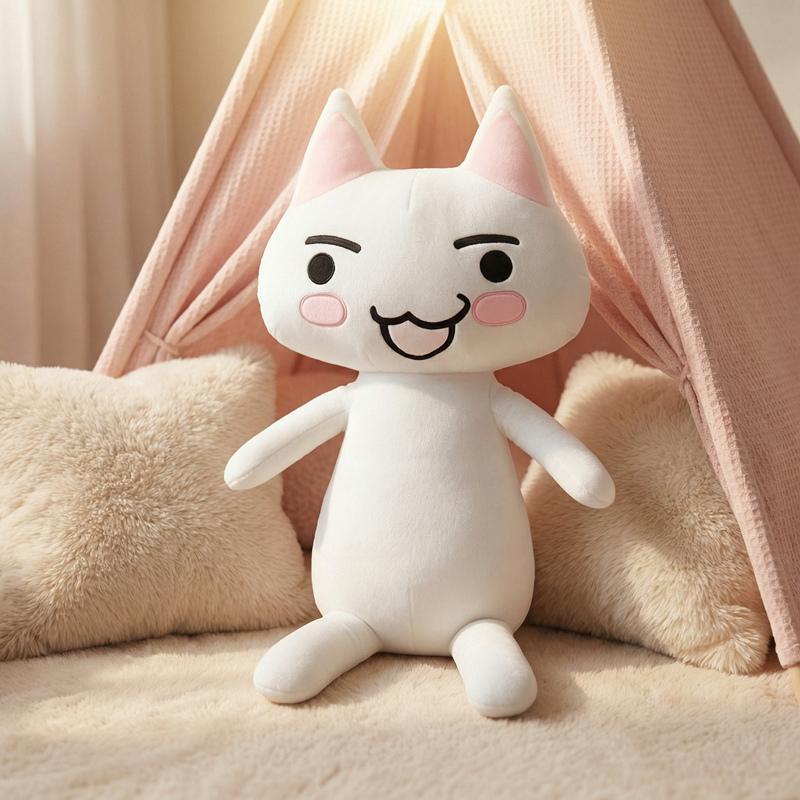 80cm 110cm Grande Peluche Gatto Bianco Giocattolo Peluche Animale Anime Gattino Cuscino Regalo di Compleanno