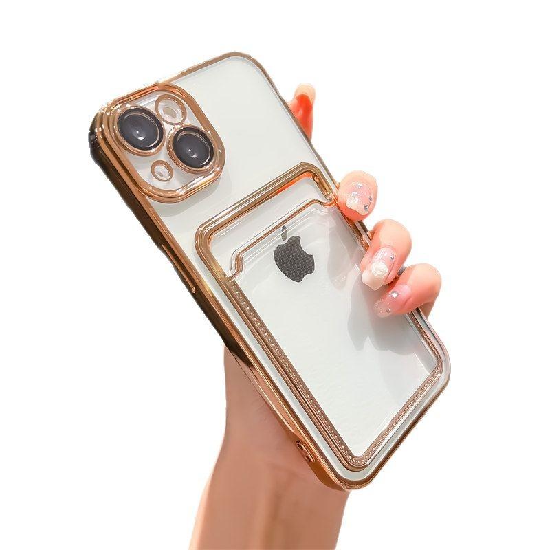 Applicable To IPhone16 Mobile Phone Case Plating Card Bag Apple 15 Promax Card Case 1314 with Lens Film