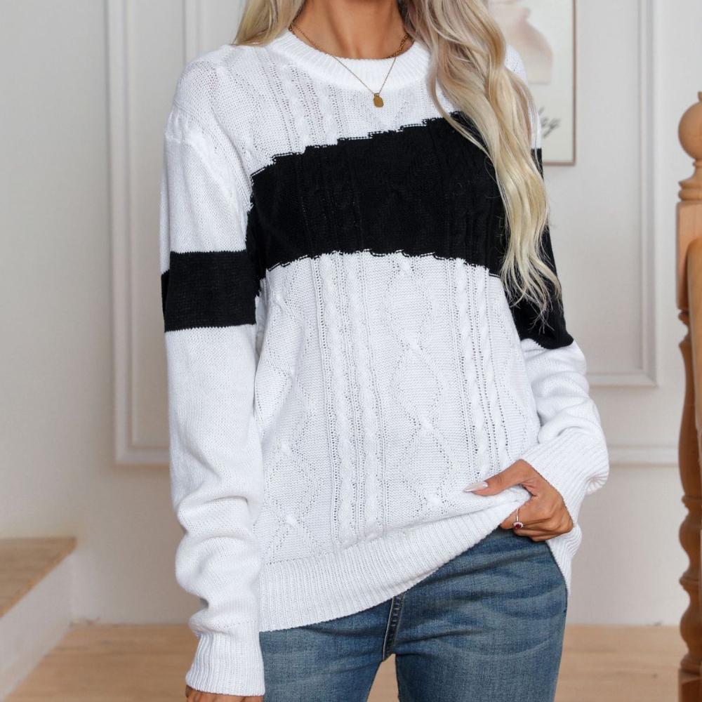 

IHUASU Женский свитер Clashing Twist, свободный свитер с длинным рукавом для осени и зимы XL белый