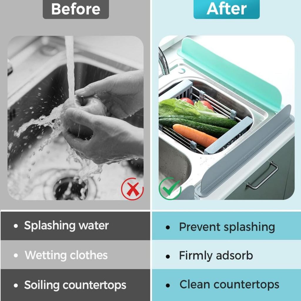 Silicone Sink Guard, Kitchen Silicone Sink Guard, Bathroom Countertop Portable Water Retaining Bar Reusable Waterproof Guard