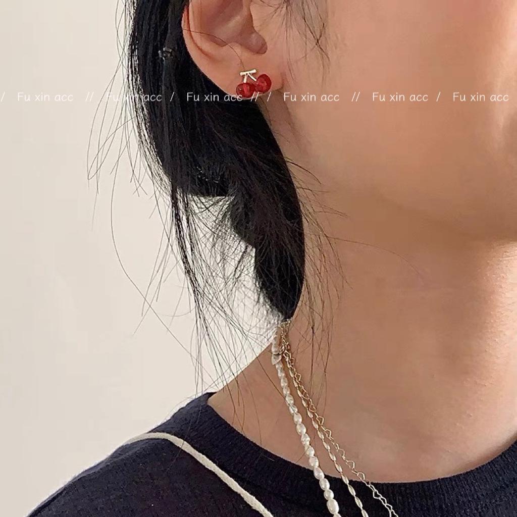 Exquisite Red Cherry Earrings: High-Grade, Versatile Design