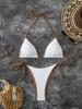 2026 Women's Color Block Lace-up Split Swimsuit with Beach Skirt