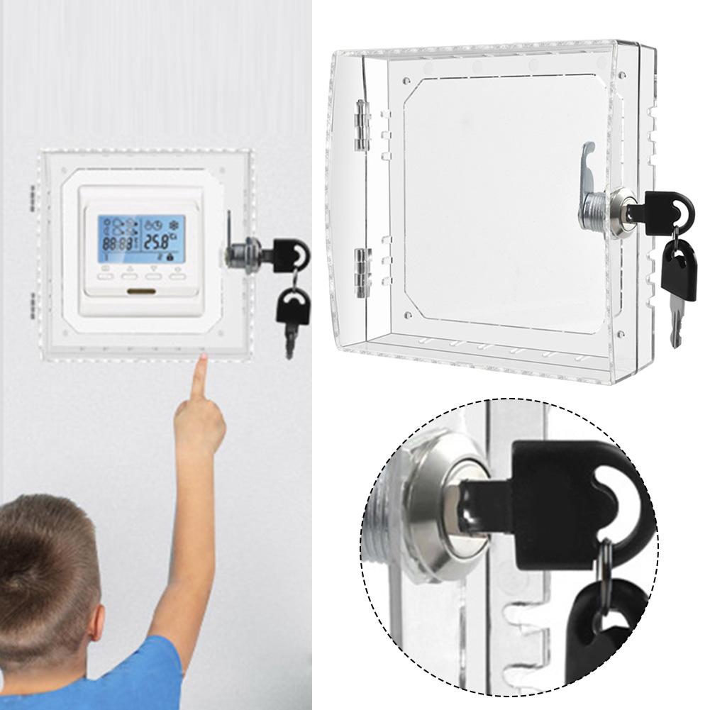 Ansparent Thermostat Cover Acrylic Thermostat Guard Lockable Ac Lock Box Cover Thermostat On Wall 2 Keys Home Accessories