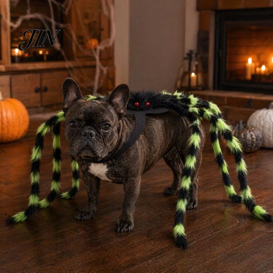 Fastener Buckle Pet Costume Halloween Spider for Dog Cat, Hairy Dress Up Outfit Party Accessory, Festival Pets