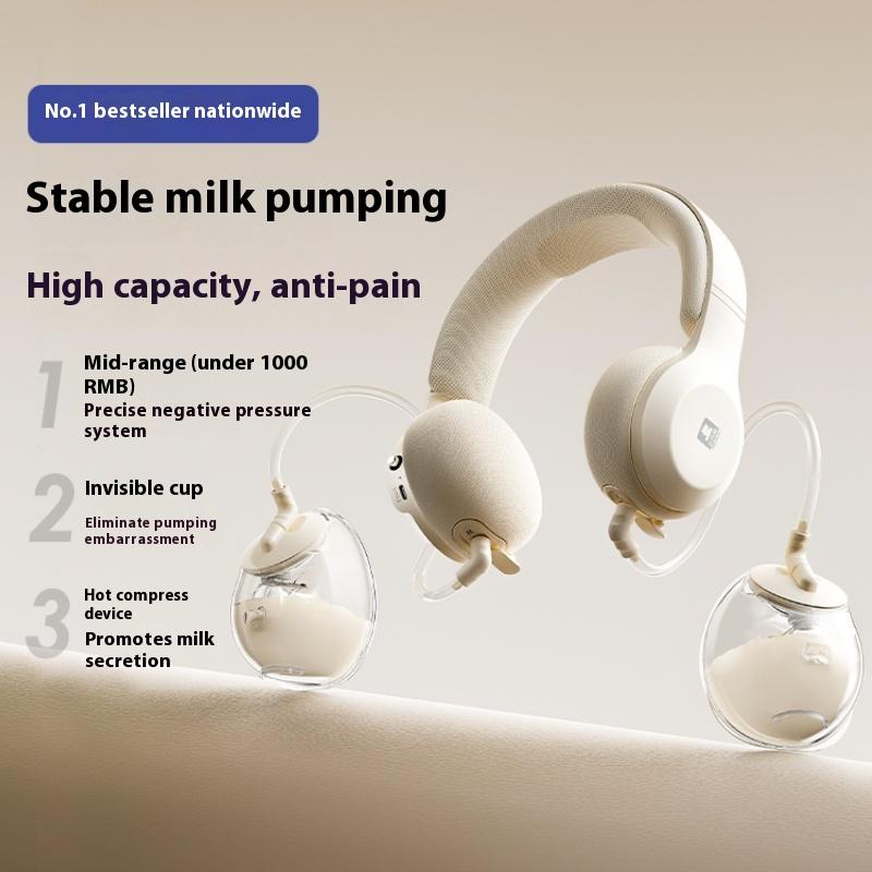 Hand-free Bilateral Electric Breast Pump Automatic Hot Compress Portable Neck Milker