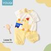 Youqi Baby Unisex Summer Short Sleeve Pants Set