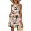 Summer Women's Beach Dress Bohemian Style Sleeveless Fresh Floral  T-shirt, Vest And Vest Dress Elegant Short Dress