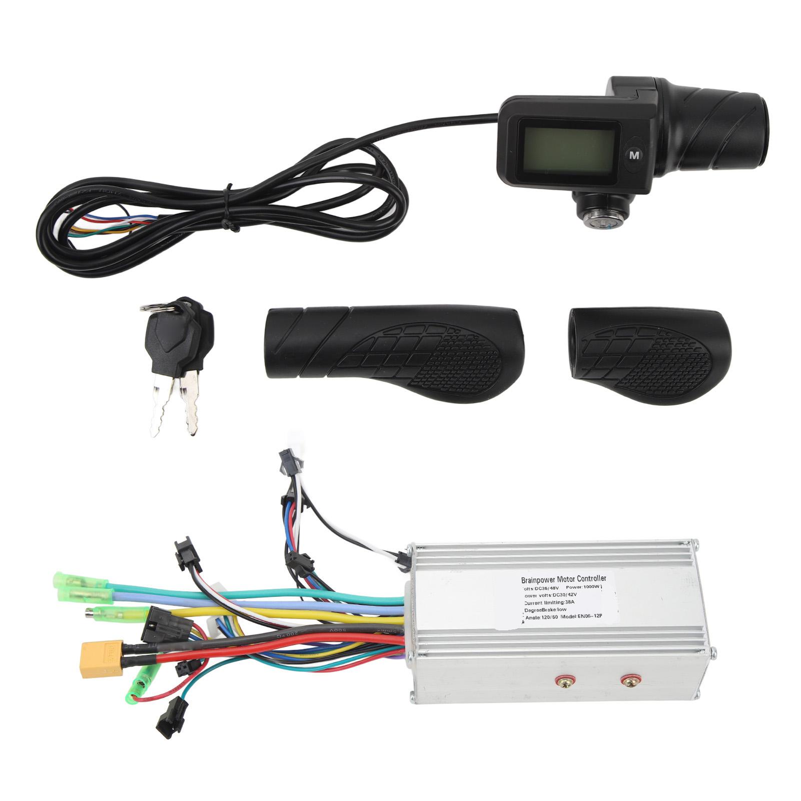

36V 48V 1000W 38A Sine Wave Brushless Controller 3 Mode Bike Motor Controller 805 Half Twist Throttle Handle with Panel