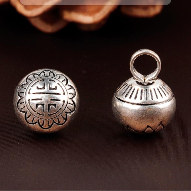 Elegant Silvering Knot Button Bead for Traditional Cheongsam and Shirt Vintage Metal Carved Bead Button for Han Costume