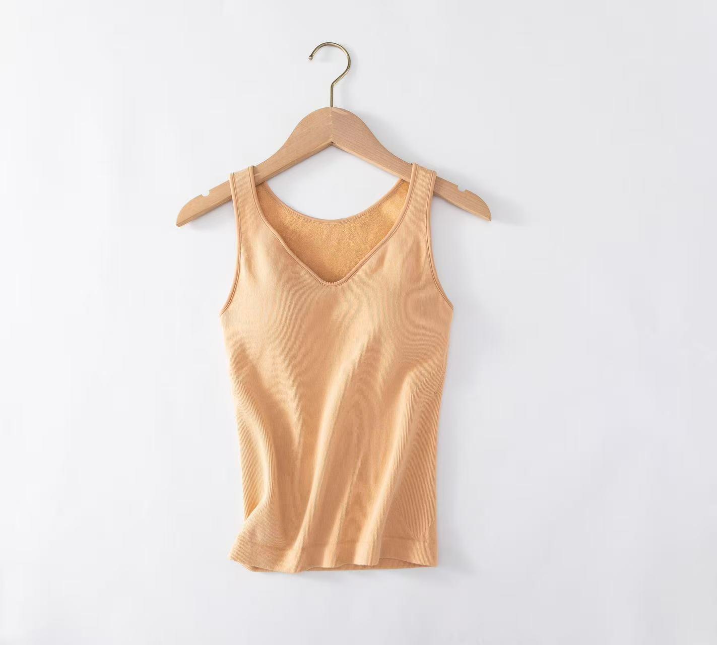 

Women s V-Neck Heat-Retaining Silk Vest with Chest Pad for Winter One Size [85-140 jin]