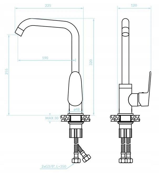 Sagra high chrome free-standing kitchen tap with movable spout