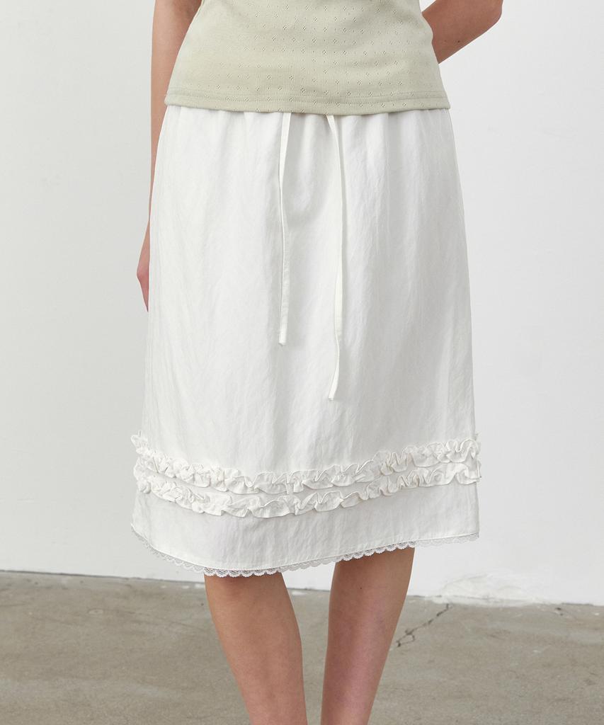 Roeil Double Ruffle Hem A-Line Midi Skirt_Ivory