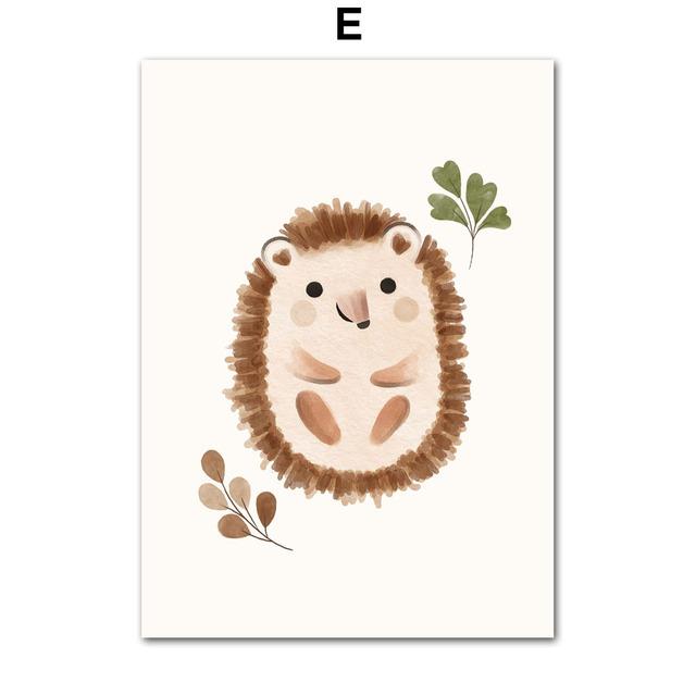 

Белка Сова Лиса Ежик Лесная Детская Бохо Настенная живопись на холсте Плакаты и принты Настенные картины Декор для детской комнаты без рамки 21*30cm