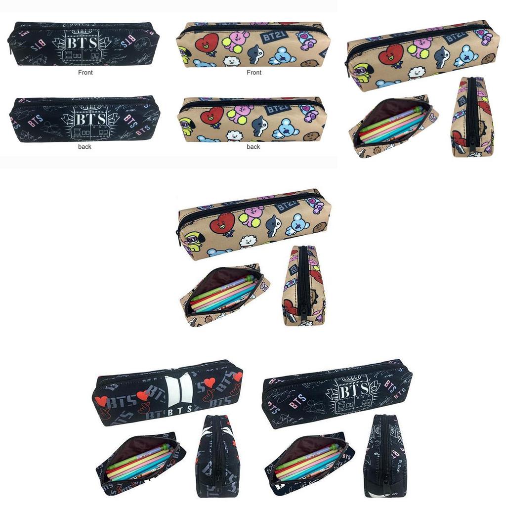 Bts Bt21 Malowanie Płótno Piórnik Portmonetka Saszetka na Makijaż Przenośna Torba na Długopisy