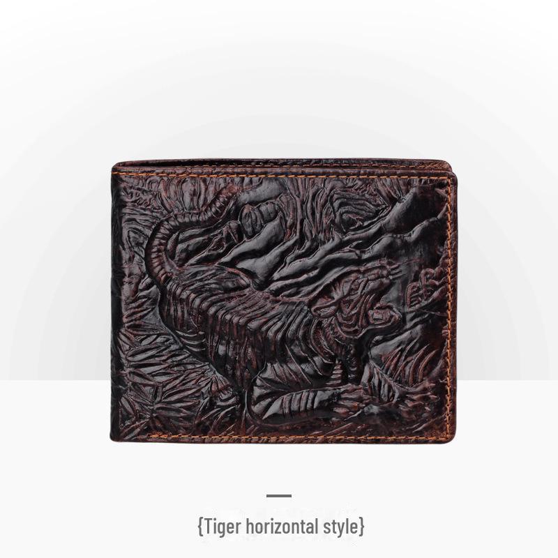 Men’s Retro Genuine Leather Wallet - Hand-Embossed Crocodile Pattern, Long, Large Capacity, Multi-Card Slots.