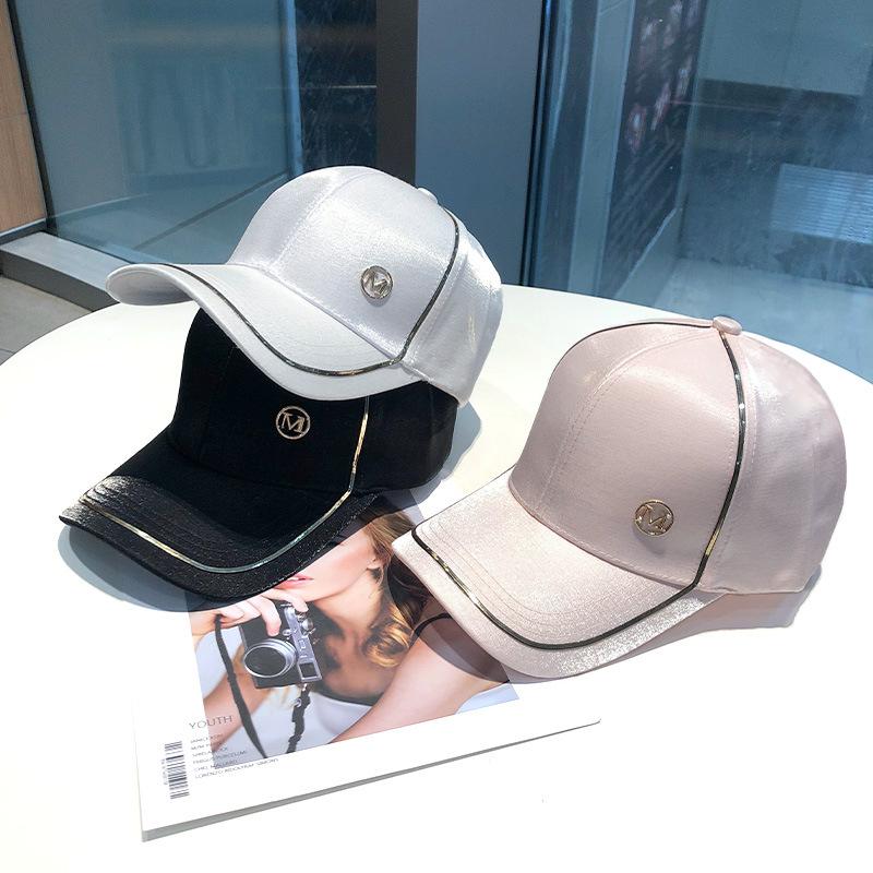 Women's Korean Style Fashion Satin Baseball Cap Spring Outdoor Sun Hat Casual Streetwear Adjustable Dad Hat Trendy