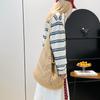 Yogodlns Casual Knitted Tote Bag Women's Summer Fashion Basket Weave Hollow Out Large Capacity Shoulder Bag for Daily Use