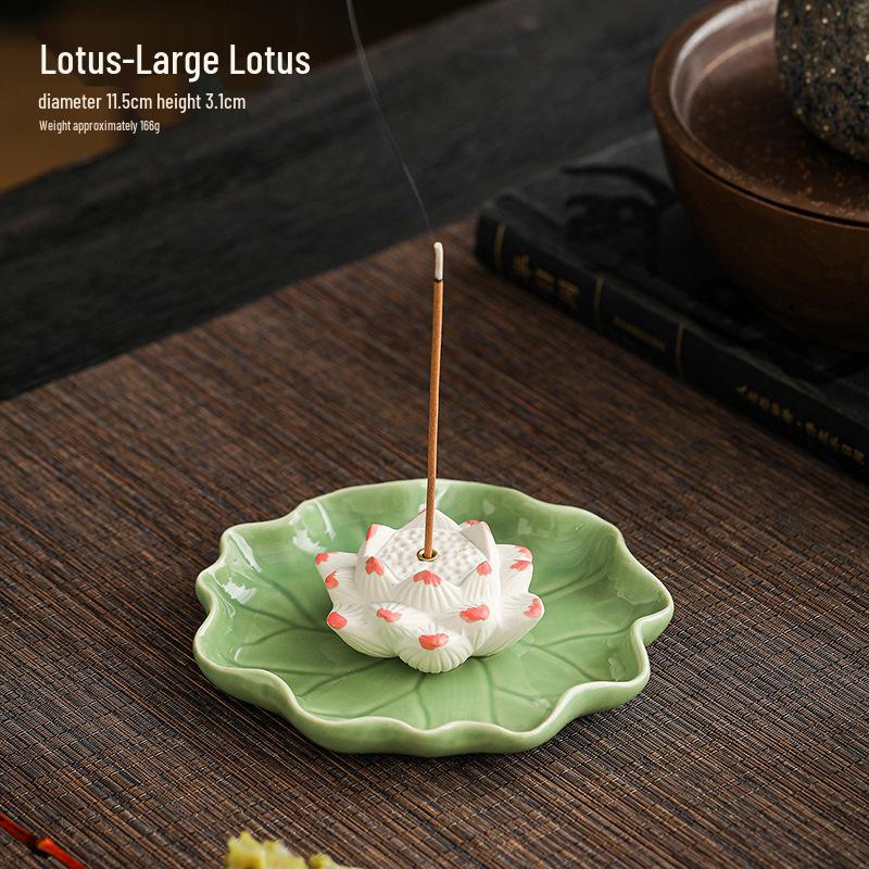 New Ceramic Lotus Incense Holder with Frog Ornament In Fresh Colors