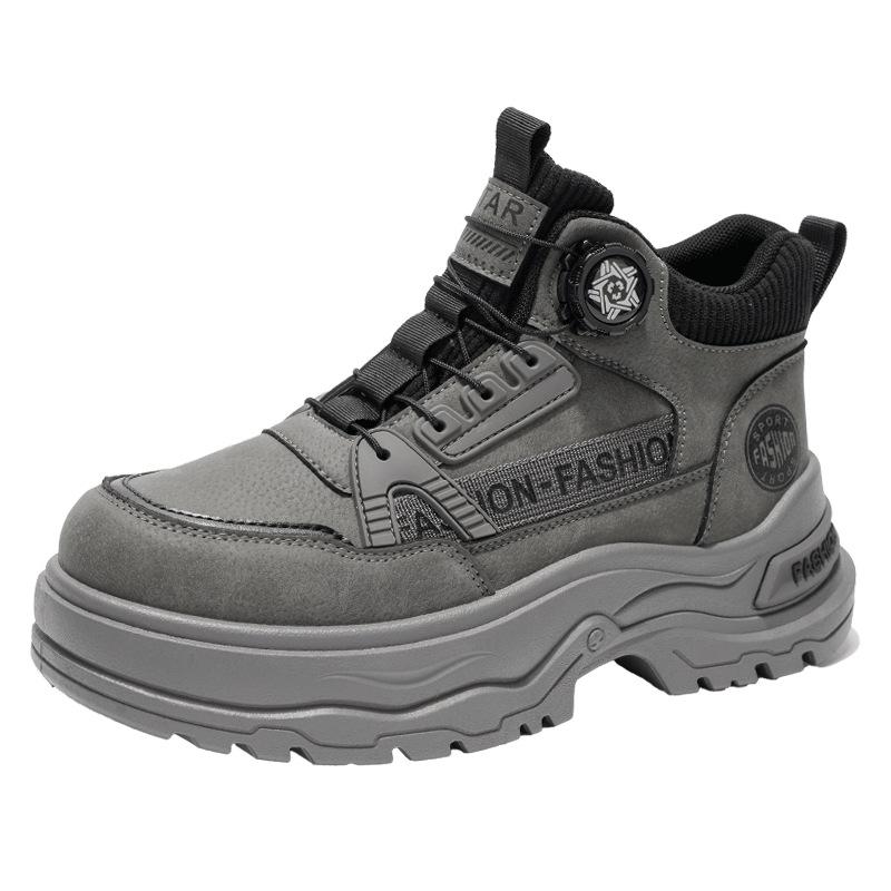 Shoes autumn youth sports wear-resistant non-slip thick-soled high-top casual rotating buckle Martin boots