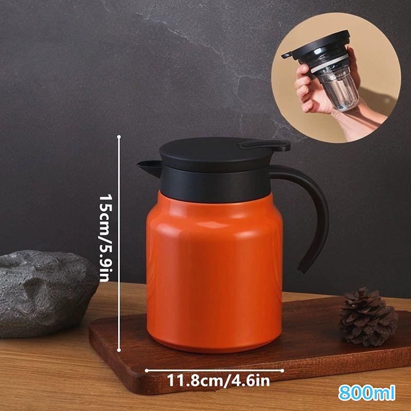 

Insulated Pot Stainless Steel Tea Separation Thermos Pot Multifunction Kettle 800-1000Ml Portable Handle Pot Insulated Pot 800ml помаранчевий