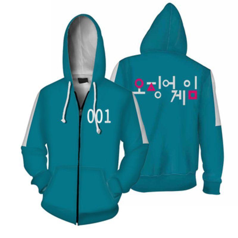 Luxuriöse Squid Game 001 456 Grüne Reißverschluss-Hoodie-Jacke Netflix-inspirierte Oberbekleidung
