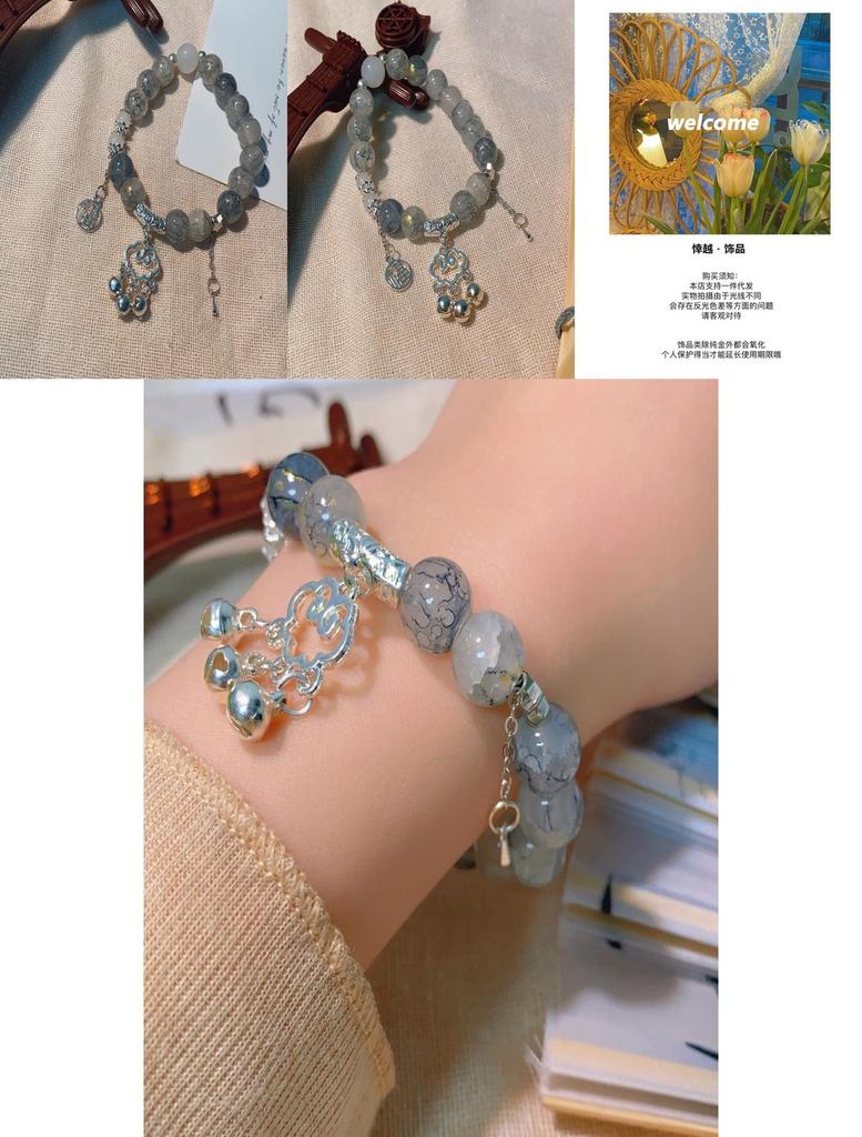 Elegant New Chinese Style Bracelet With Alloy Peace Lock Beads And Vintage Charm
