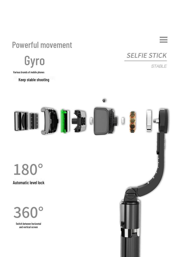 Bluetooth Integrated Selfie Stick with L08 Gimbal Stabilizer and Anti-Shake Tripod