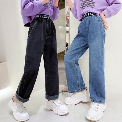 Frühling Herbst Teenager Mädchen Jeanshosen Kinderhosen Mode Buchstaben Mädchenjeans
