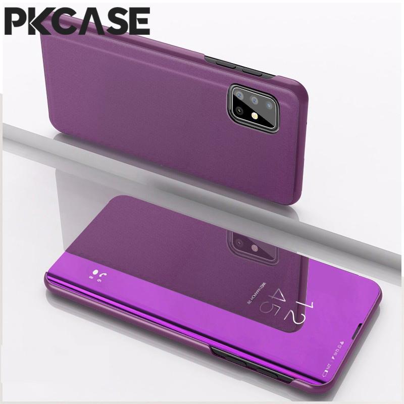 PKCASE Smart Mirror Klapphülle für Samsung A05 A05S A15 A35 A25 A33 A34 5G Note 20 Ultra Stoßfeste Leder-Ständer-Abdeckung