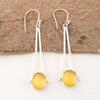 Oval Yellow Cat's Eye Gemstone 925 Silver Dangle Drop Anniversary Gift Earrings EE-136-37