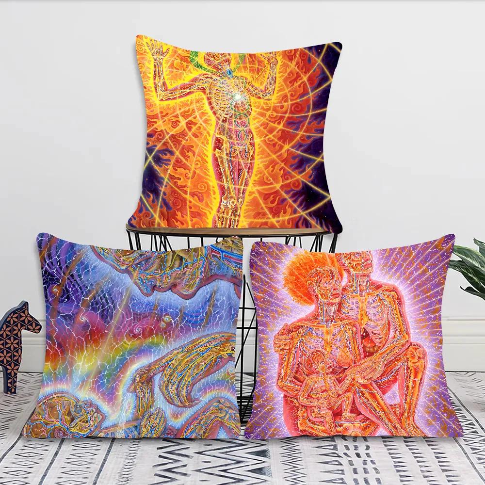 Abstract Alex Grey Trippy Psychedelic Pillow Bedroom Sofa Leisure Comfort Cushion Car Living Room Home Decoration