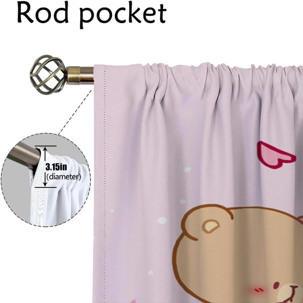 Zasłony Kuchenne 2 Sztuki Brzoskwiniowy Kot Mochi Zasłona do Salonu Tiul do Sypialni Dekoracja Halloween Zasłony do Wnętrza Domu