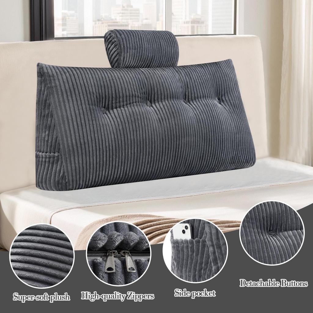 Wedge Headboard Pillow Triangle Cushion Waist Support with Neck Pillow