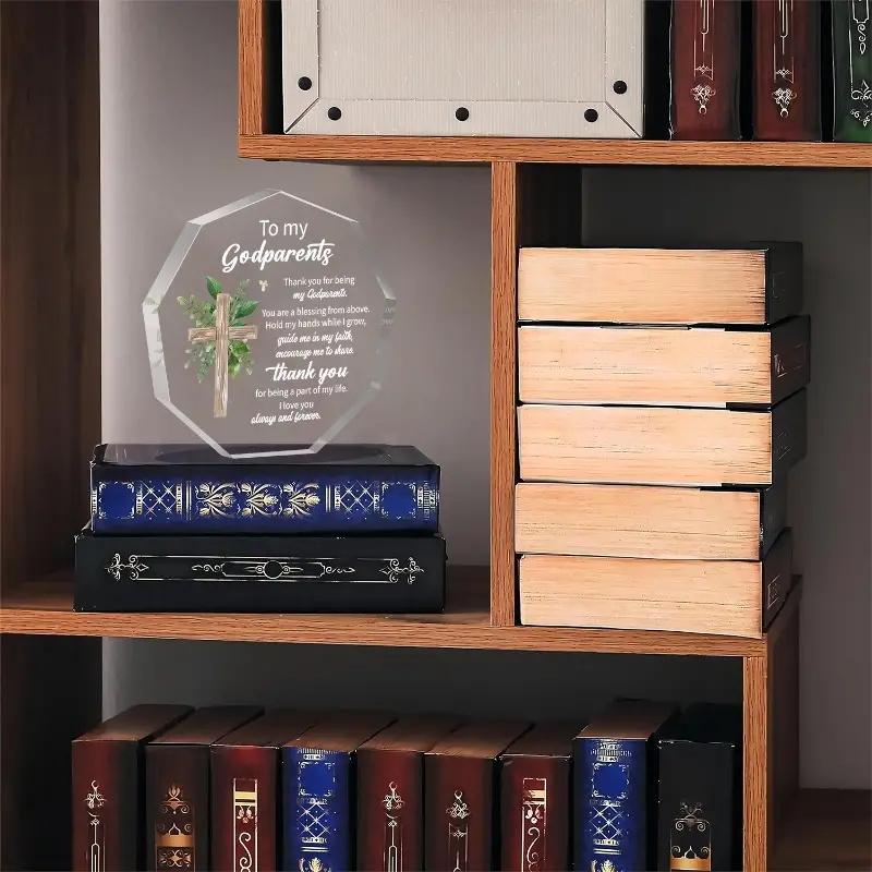 Contemporary Acrylic Plaque Godparents Appreciation Tabletop Decor Thank You Sign with Cross Multipurpose Keepsake Gift