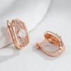 Rose Gold Color Dangle Earring For Women Full Shiny Natural Zircon Accessories Daily Fine Jewelry Crystal Gift