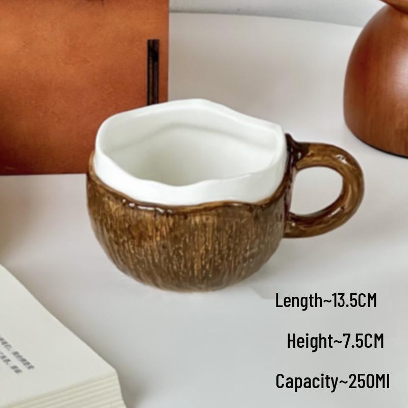 Coconut-Shaped Ceramic Mug 250ml: Breakfast, Tea, Coffee