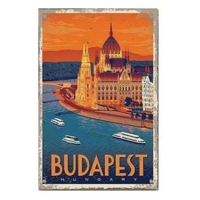 Vintage City View Metal Tin Signs  Landscape Plaque Wall Decoration Posters for Man Cave Home Cafe Garden Club Bar  Iron Pain