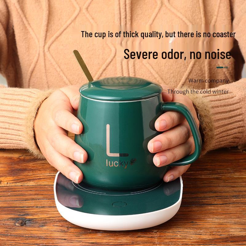 Ceramic Mug with Lid & Spoon: Printed Coffee & Water Cup for Home, Office, Couples & Women