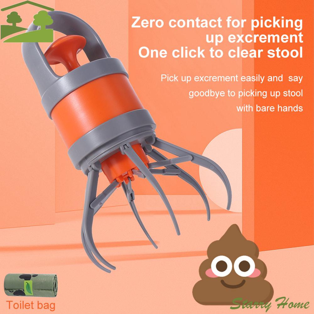 Portable Non-Breakable Dog Pooper Scooper Durable Lightweight Dog Waste Picker Foldable Eight-Claws Poop Picking Up Clip Cat