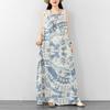 DIMANAF Neu 2026 Damen Übergröße Sommer Dame Langes Kleid Weste Ärmellos Locker Übergröße Maxi Strand Blumenmuster Sommerkleid Kleidung