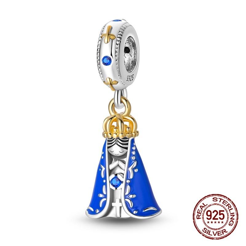 925 sterling copper boys and girls lovers pendant charms Fit 4MM hole diameter bracelet charm beads necklace Diy female Zircon