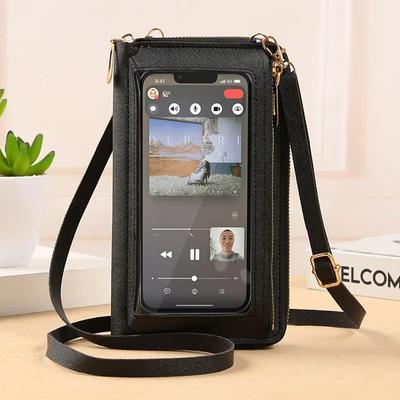 Damskie Torby Crossbody z Ekranem Dotykowym Portfel na Telefon Komórkowy Modna Torba na Ramię Mobilny Mini Portfel Etui na Karty Torebka dla Kobiet