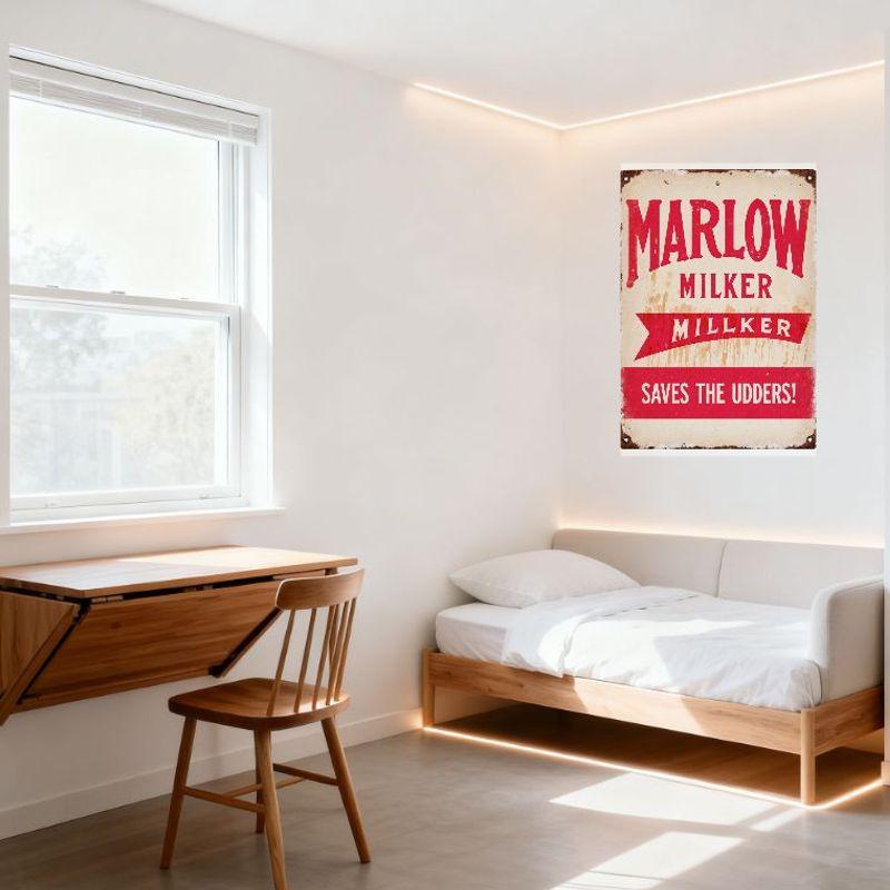 Marlow Milker Vintage Farm Metal Sign Saves The Udders Rustic Rusty Farmhouse Wall Decor for Bar Pub Home Cafe