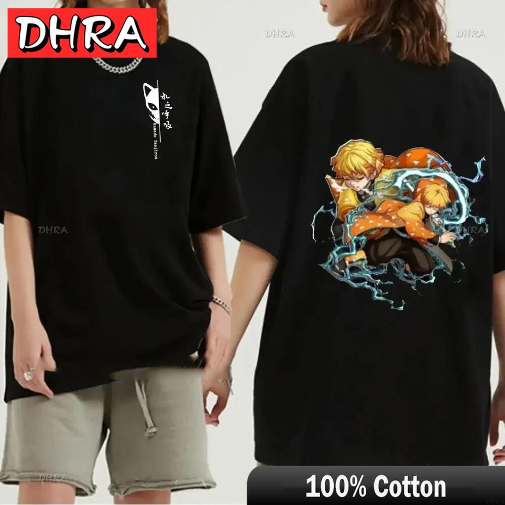 Japanese Anime Demon Slayer Graphic Zenitsu Shinobu TShirt Fashion Tanjiro Inosuke Zenitsu Womens T Shirt Men Tees Nezuko Tops
