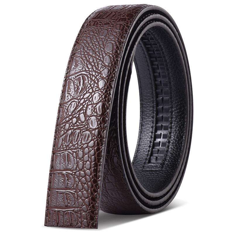 Headless Men's 3.5cm Leather Belt Strap with Automatic Buckle-Free Design