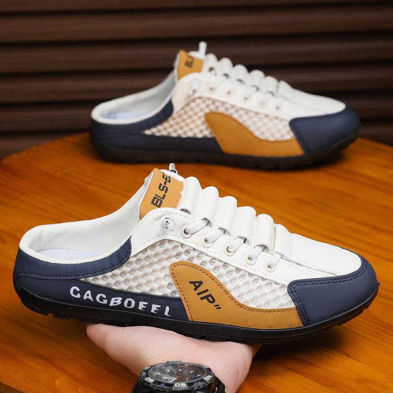 Fashion Fashion Men Baotou Half Slippers Breathable Casual Shoes Lightweight Walking Flats Comfort Sneakers Loafers Large Size Men Shoes